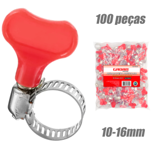 ABRAÇADEIRA DE METAL 10-16MM COM BORBOLETA EM PACOTE COM 100UN - GADAN